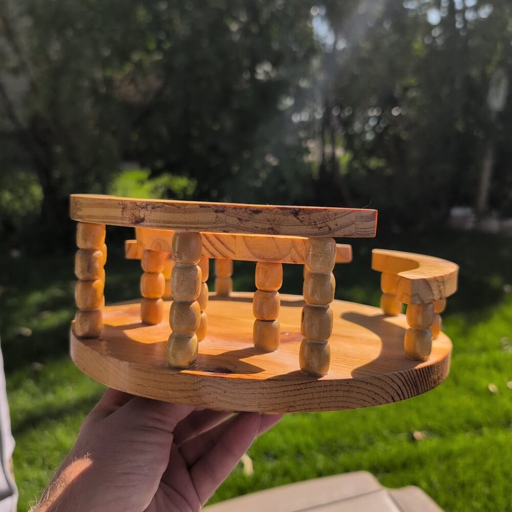 Vintage Handmade Round Tabletop Lazy Susan - Wooden - Picture 8 of 8